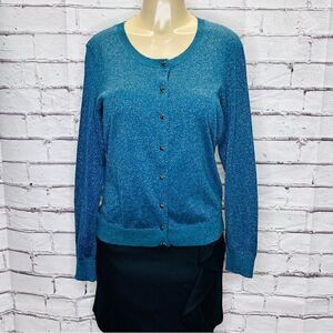 TALBOTS Marine Blue Metallic Cardigan